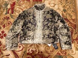 PERSONSOUL Snake Print Faux Fur Jacket